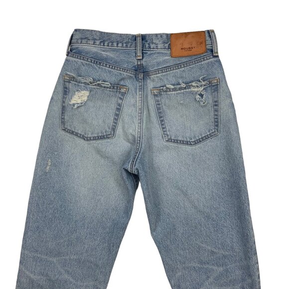 Moussy Vintage Odessa Wide Straight Leg Jeans 25 Light Blue Wash Button Fly - Picture 9 of 12